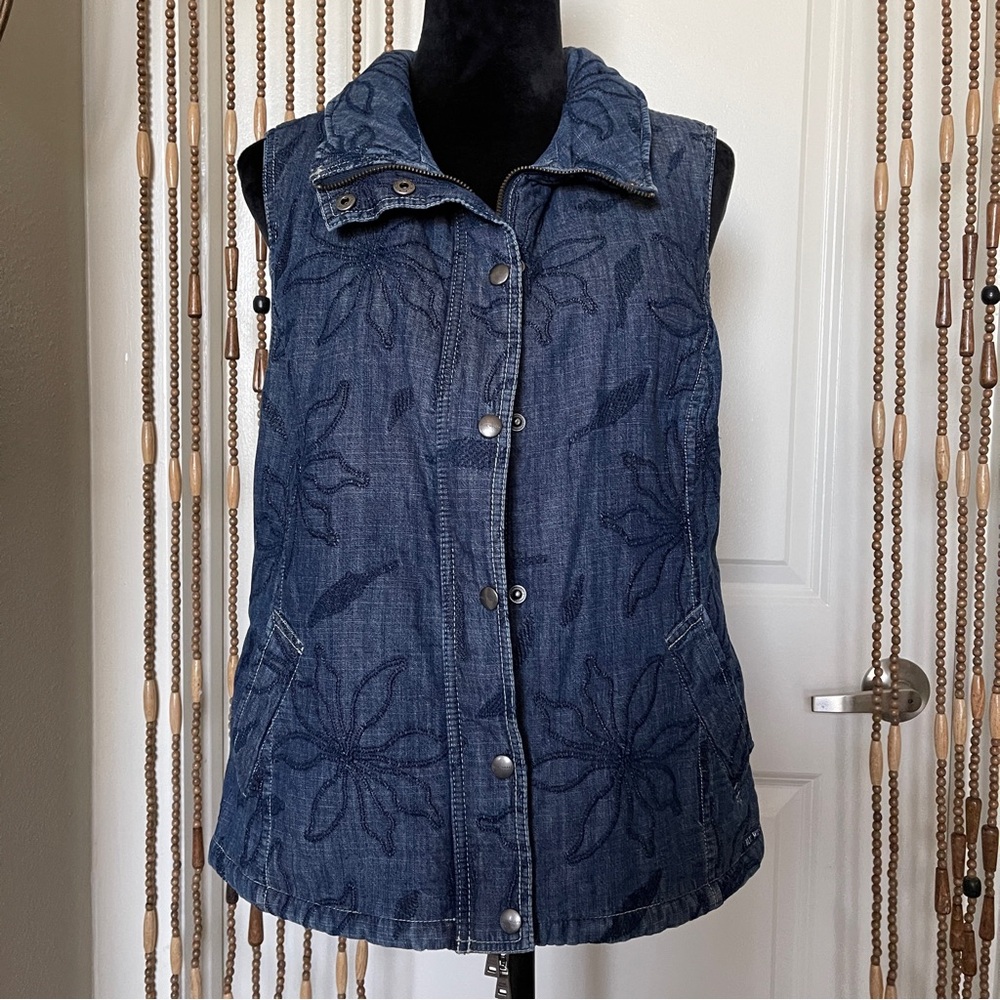 Blue Willi's Embroidered Denim Vest Womens Bllue Size M (EU 40) Gorpcore